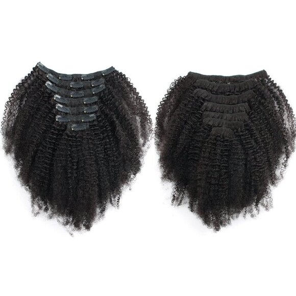 Afro Kinky Curly Clip In Hair Extensions Human Hair Natural Black 8 Inch main image 6